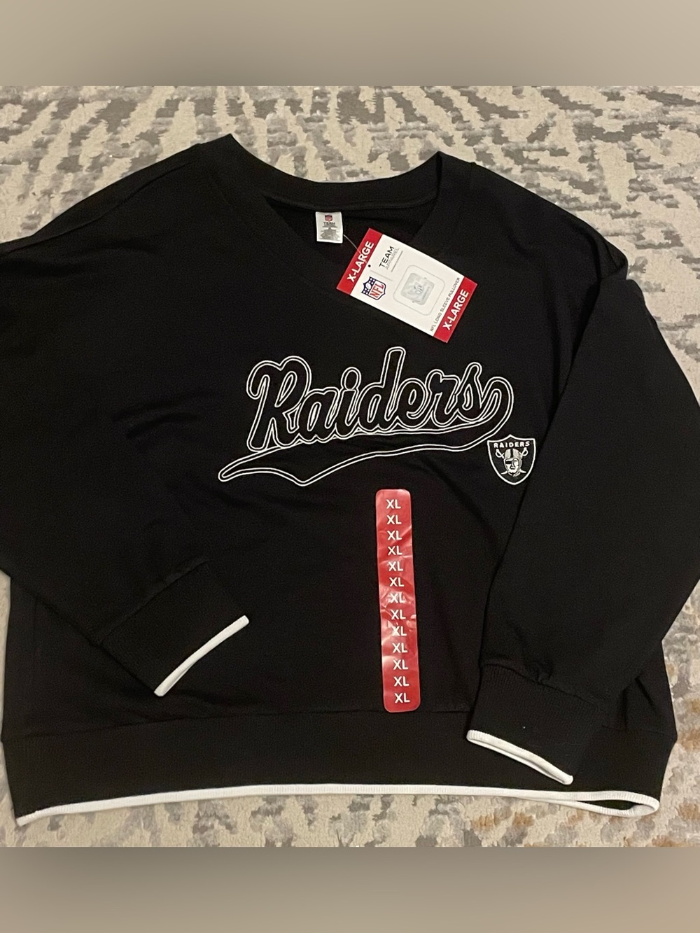 NFL Las Vegas Raiders Script Spell Out Sweatshirt Womens XL Embroidered New